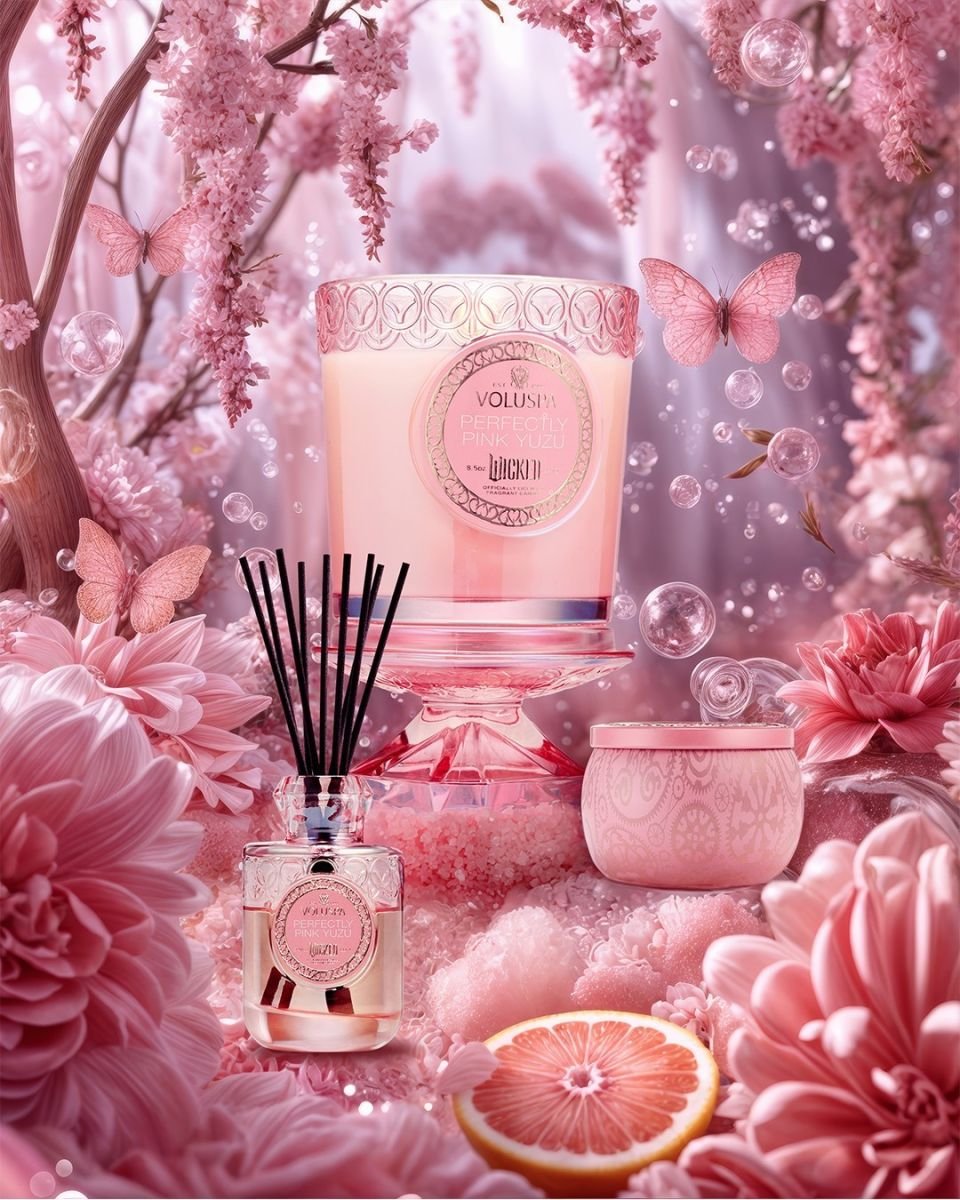 Vela Copo De Vidro Wicked Perfectly Pink Yuzu Voluspa 60 Horas